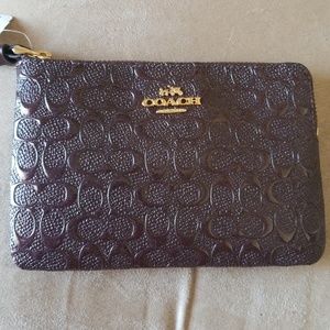 Gorgeous Coach Wristlet in Patent Metallic Oxblood